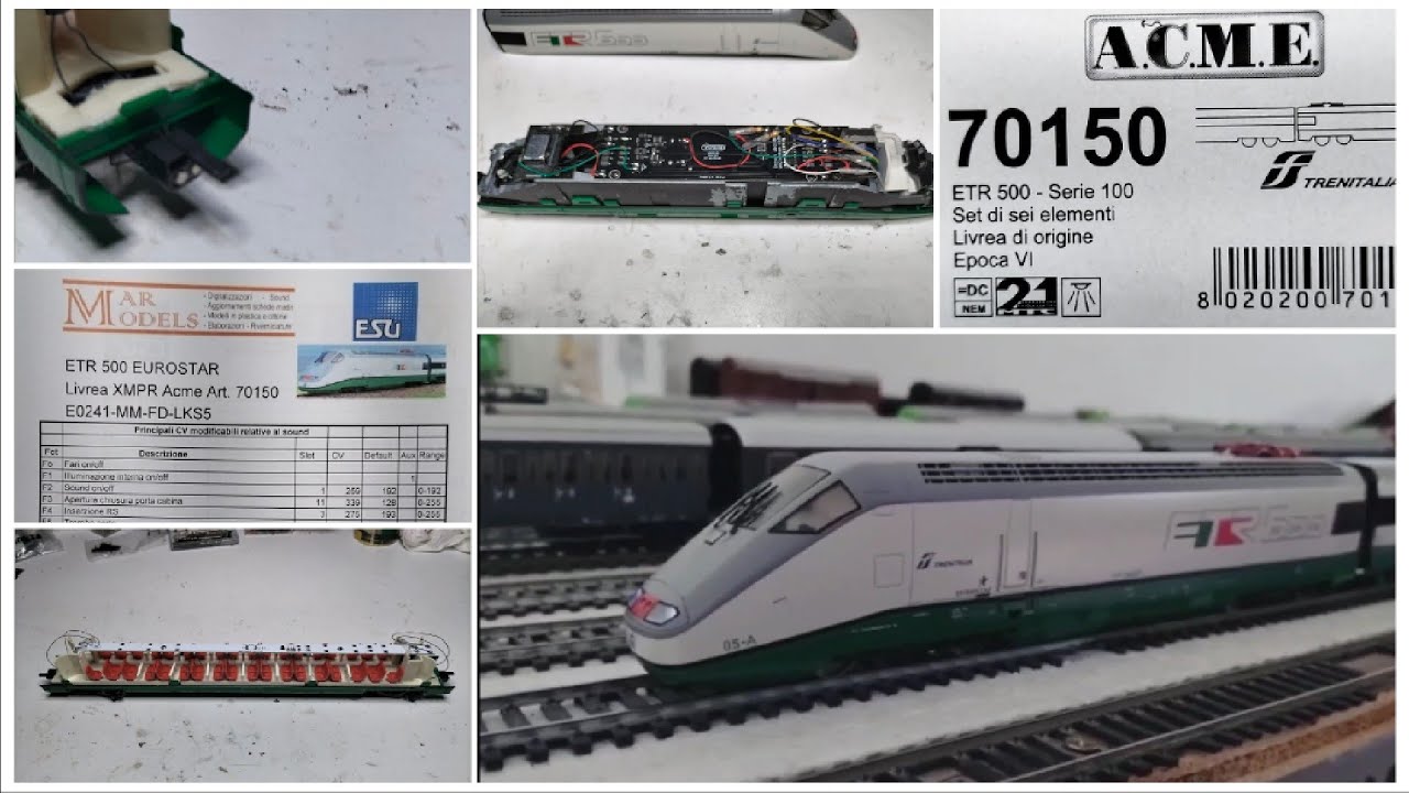 ACME 70150 ETR500: SISTEMAZIONE SCHEDA DIFETTOSA,GANCI,DIGITALIZZAZIONE CON SOUND (VIDEO E FOTO )