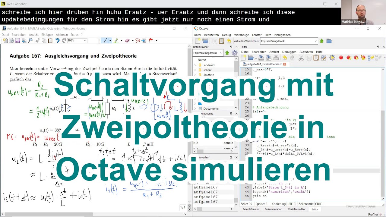 Numerische Simulation eines Schaltvorgangs in Octave unter Nutzung der Zweipoltheorie (Aufgabe 167)