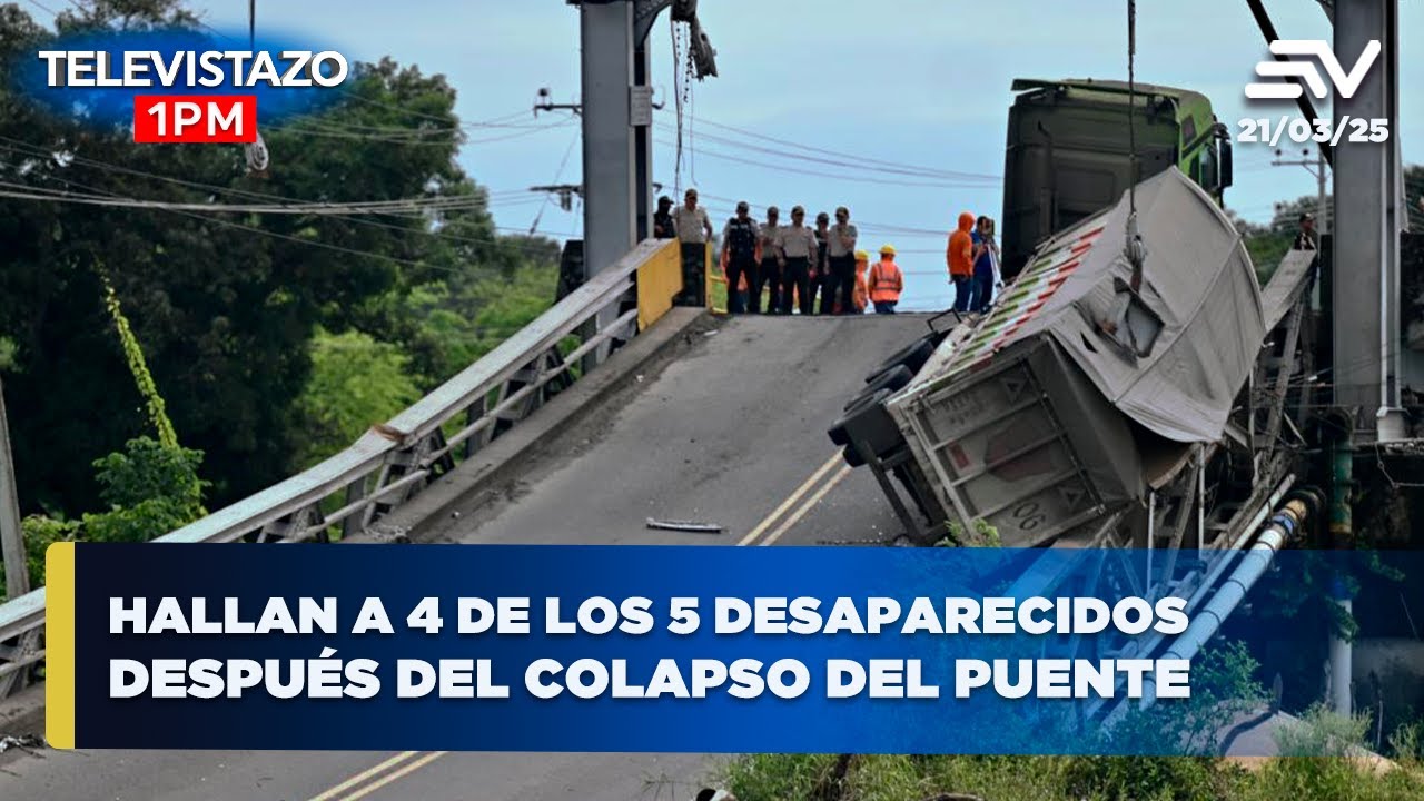 Hallan a 4 de los 5 desaparecidos después del colapso del puente  | Televistazo 1PM #ENVIVO🔴