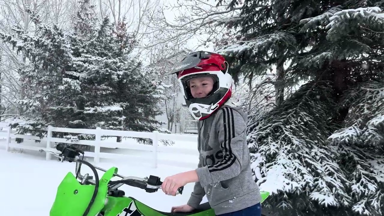 Snow drifting with a dirt bike!