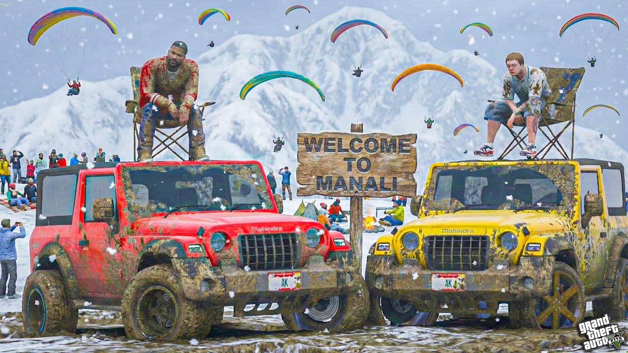 GTA 5 : GOING WO LEH LADKAH IN SNOW FALL WITH MAHINDRA THAR JIMMY AND MICHAEL OMG!
