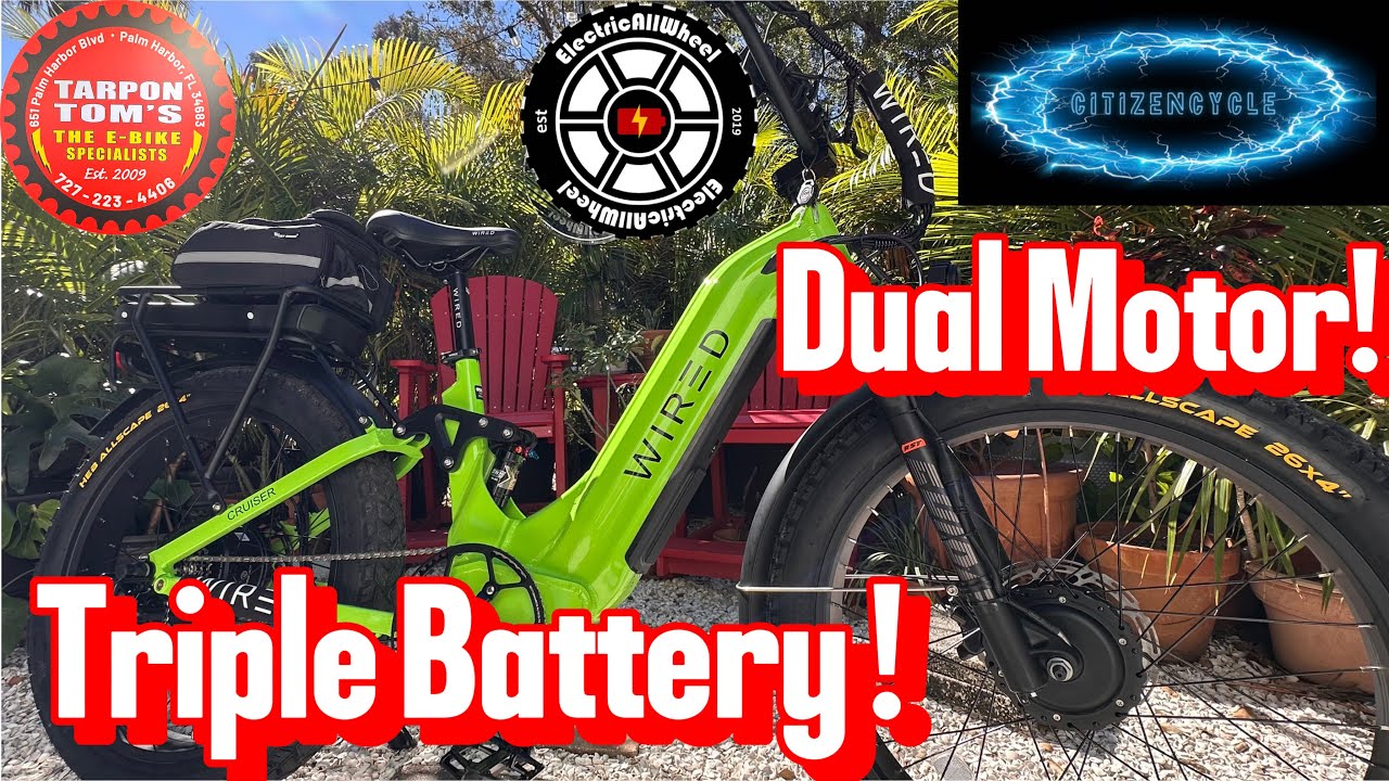 Wired | Cruiser | Dual Motor Triple Battery e-Bike Upgrade. 52V 750W Front Hub Motor Install
