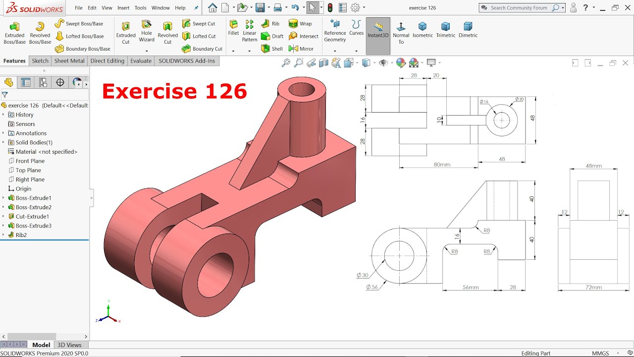 SolidWorks Tutorial for Beginners exercise 126