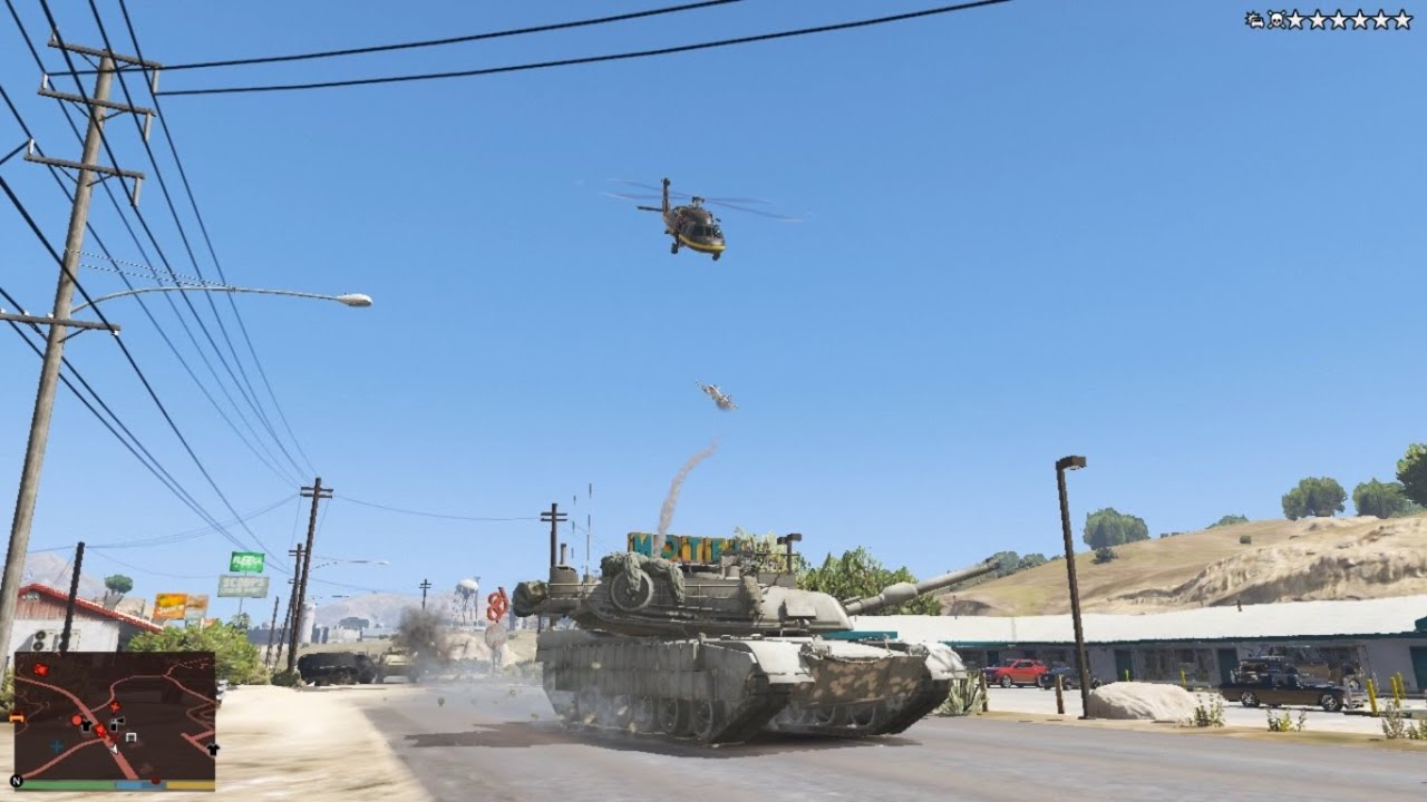 GTA V Trevor's Epic Six Stars Rhino Tank Rampage +Escape(RDE 3.1.6)