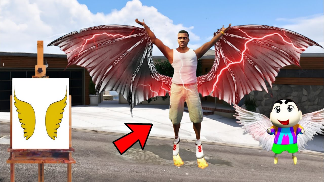 FRANKLIN AND SHINCHAN DRAW WINGS USING MAGICAL PAINTING BOARD IN GTA 5