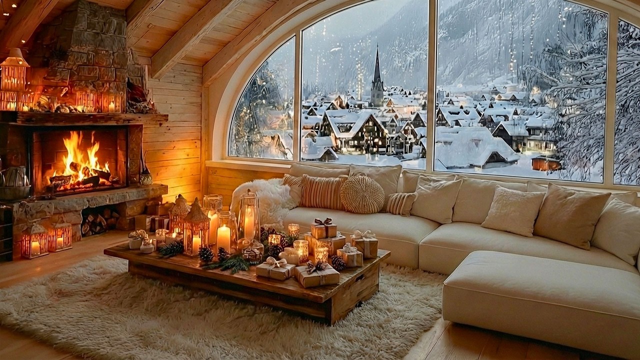 Winter Fireplace Ambience 🎹 Relaxing Piano Music in a Cozy Cabin for Sleep & Peace