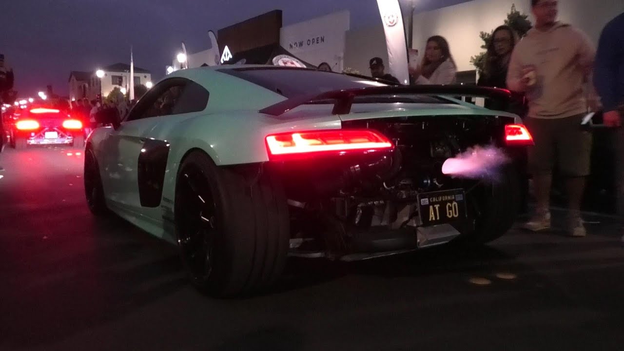 Twin Turbo Audi R8 RWS by Sheepey Racing shooting BIG flames! 🔥🔥🔥
