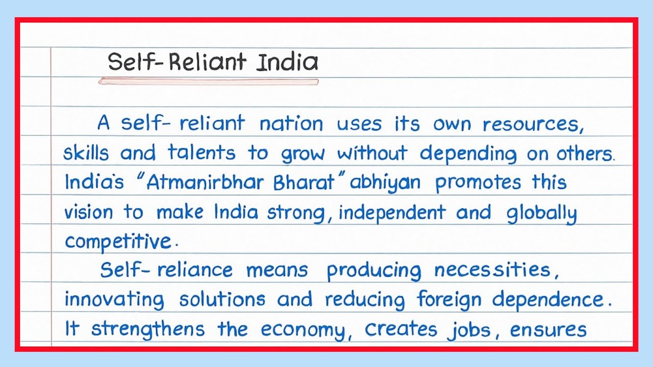Self-Reliant India Essay Writing in English  | Speech on Aatmanirbhar Bharat 🇮🇳 | Handwritten Essay 