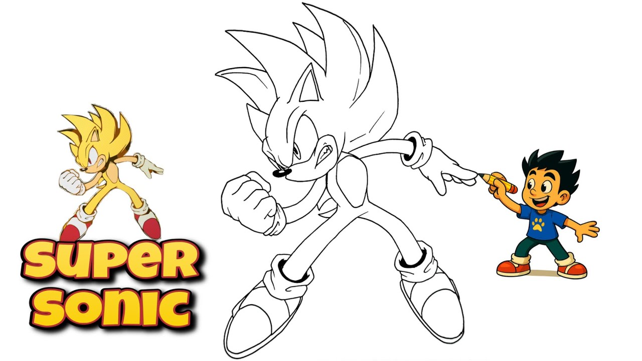How to Draw Super Sonic | Easy Line Art Tutorial #supersonic #sonicthehedgehog