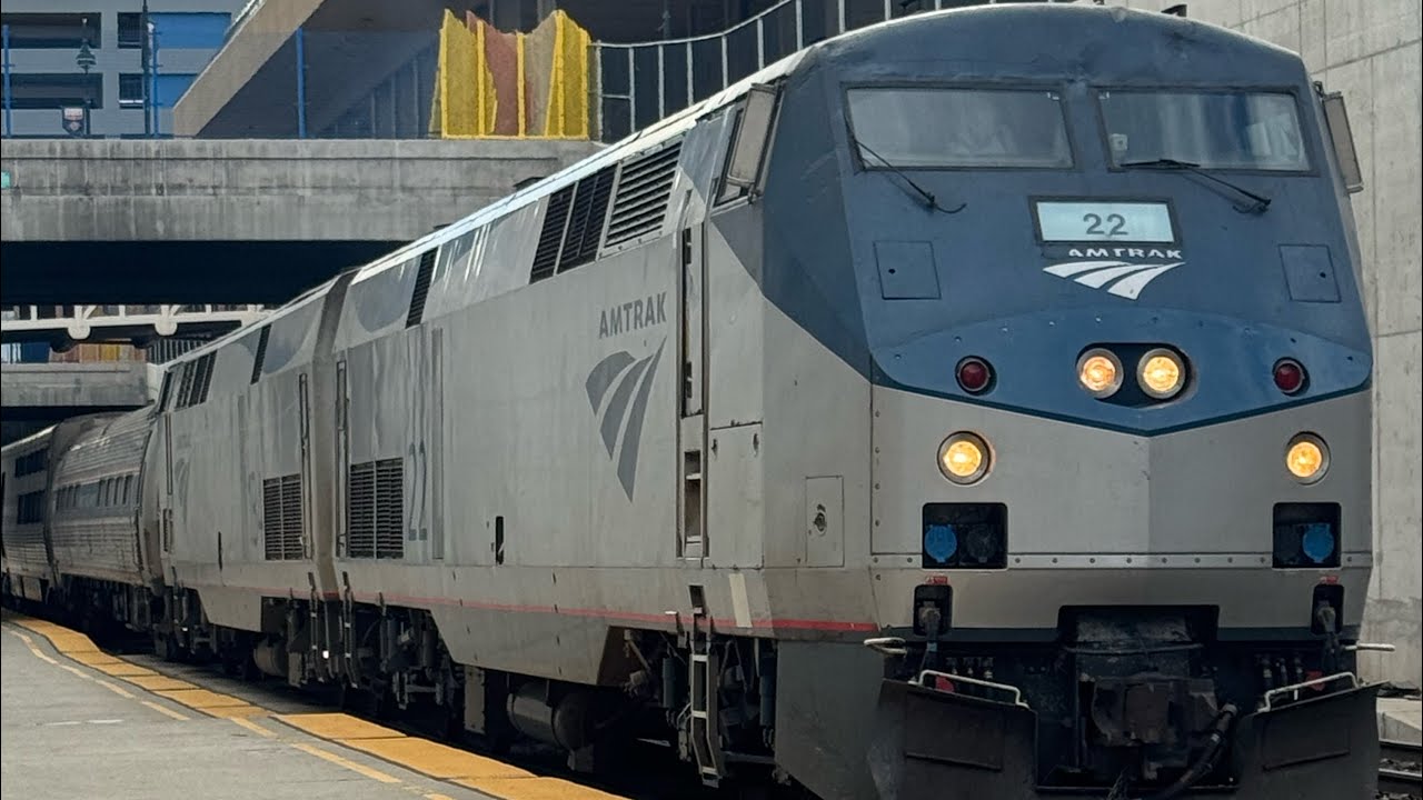 Amtrak AIRO Siemens Cascade Venture Cars Delivery Train at Reno Amtrak Station in Reno Nevada