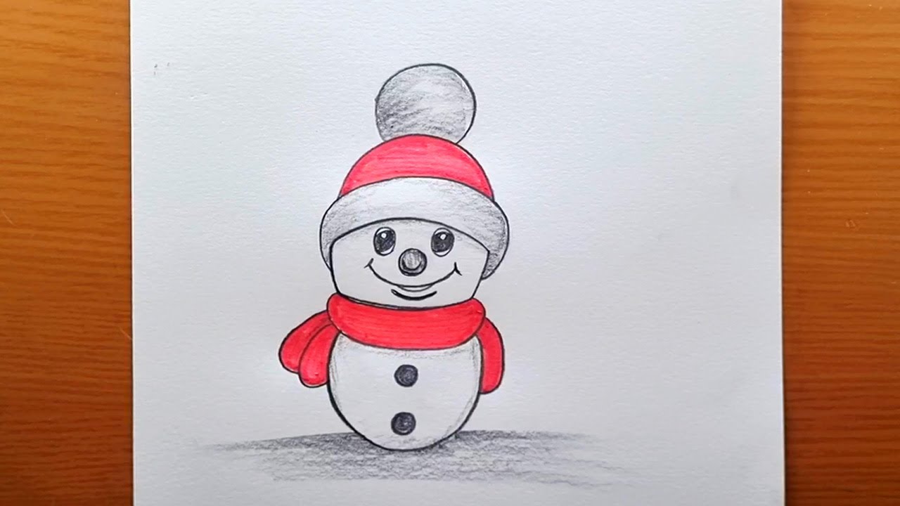 Come disegnare un simpatico pupazzo di neve natalizio passo dopo passo | Disegna un pupazzo di neve