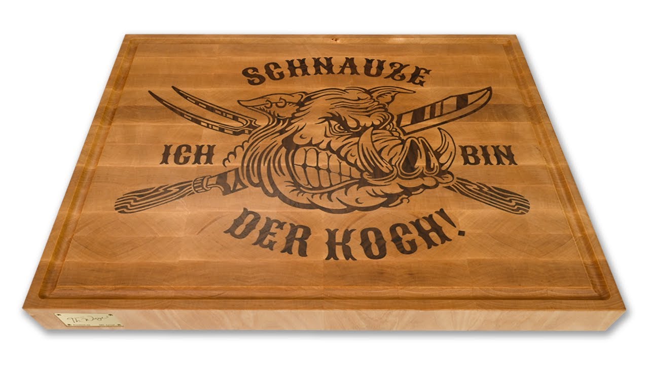 Schneidbrett aus Stirnholz mit Inlay 