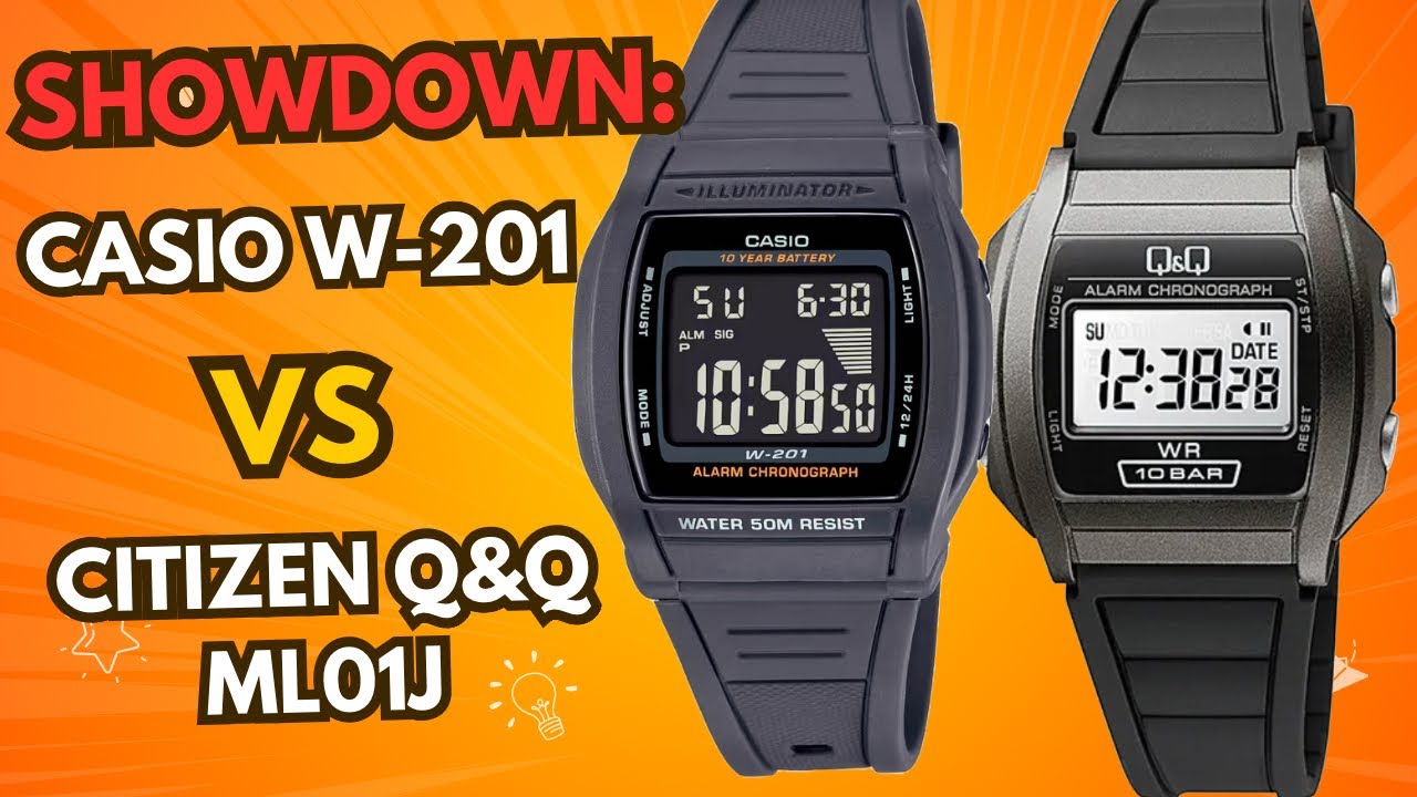 Casio W-201-1BV против Q&Q ML01J: сравнение небольших цифровых часов