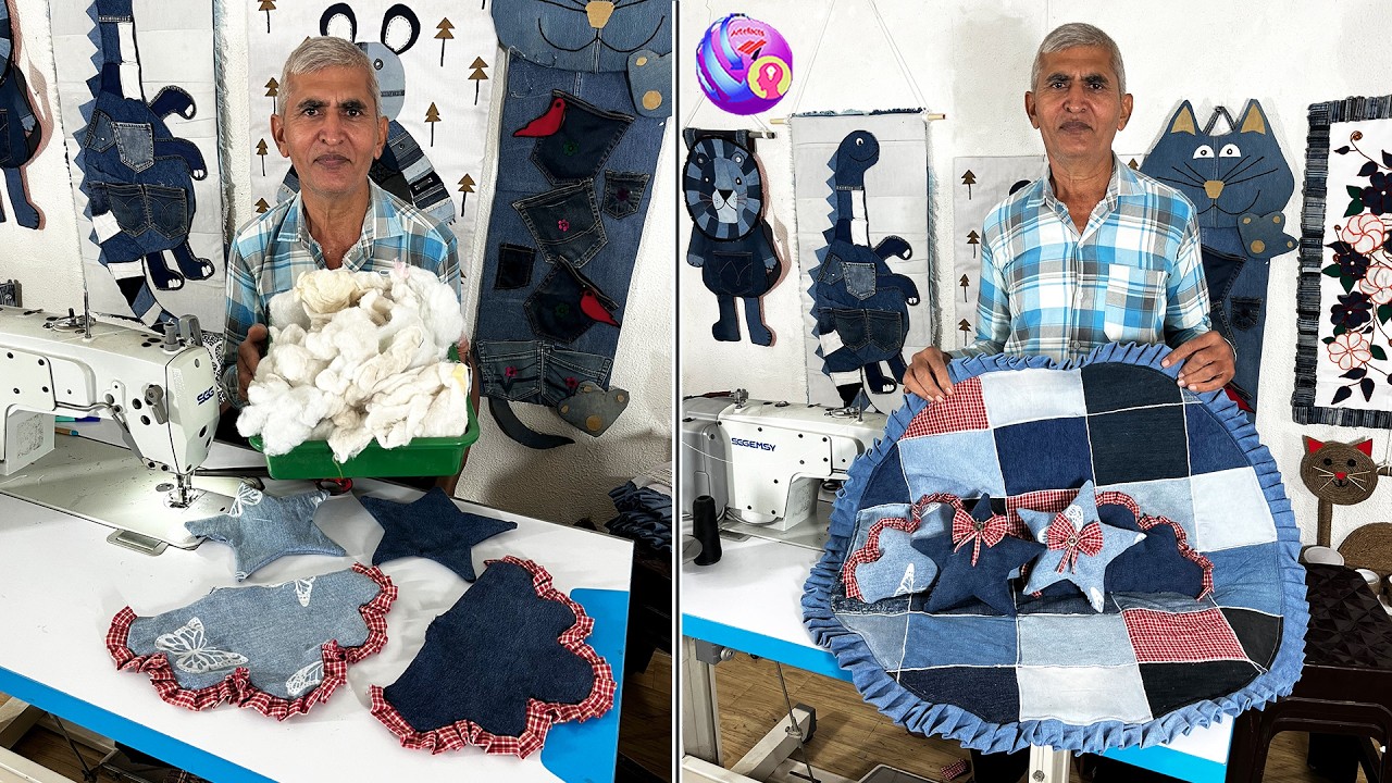 Baby Quilt form Old Jeans pant reused