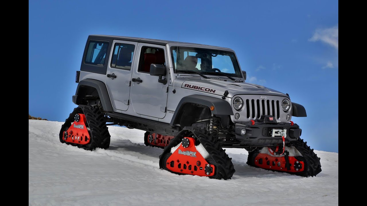 Jeep Wrangler Rubicon 2016 with Mattracks - جيب رانغلر روبيكون مع سلاسل للثلج