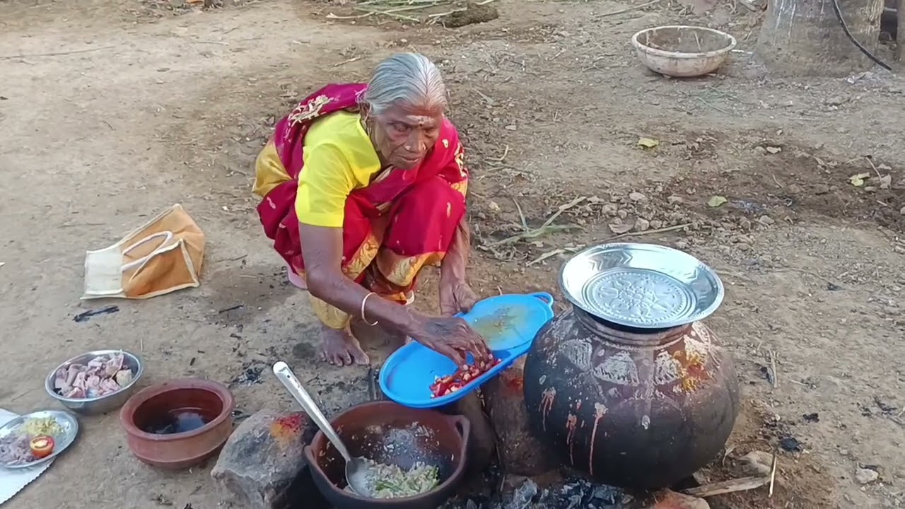 பாட்டி செய்த கிராமத்து வான் கோழி குழம்பு I வயல்வெளி சமையல் 🌾🍲
