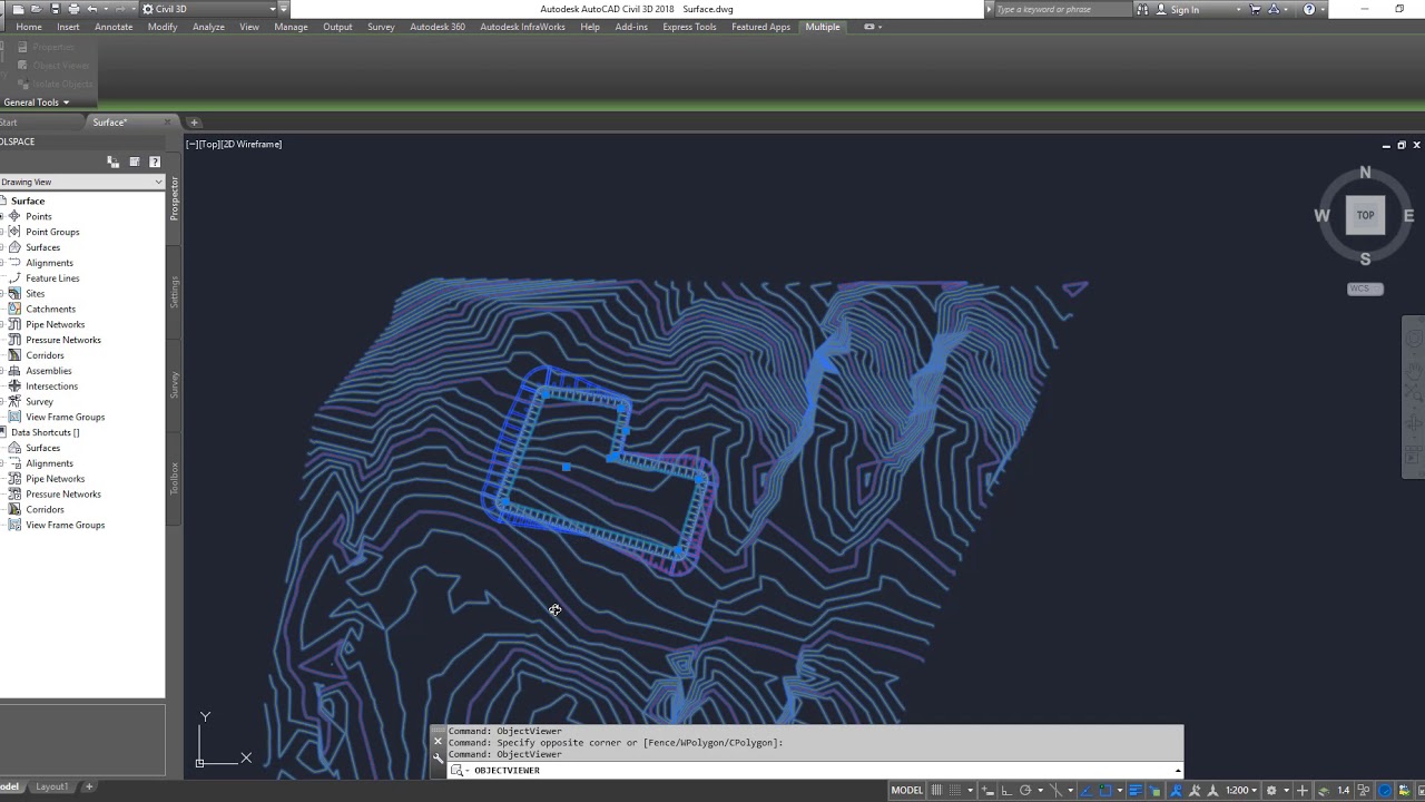 Создание Civil3D Grading, группы Grading, поверхности Grading