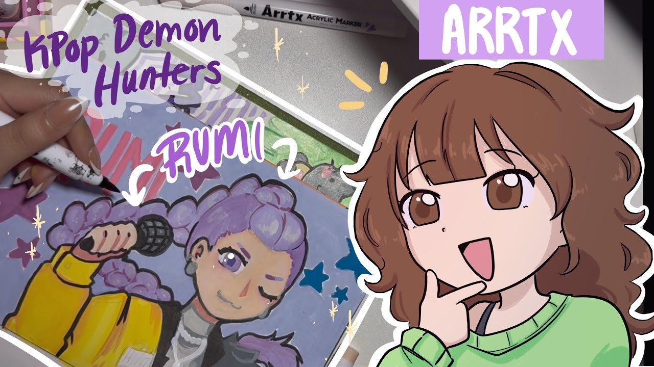 DIBUJANDO A RUMI DE K-POP DEMON HUNTERS!!💜🎧 ft. Arrtx 