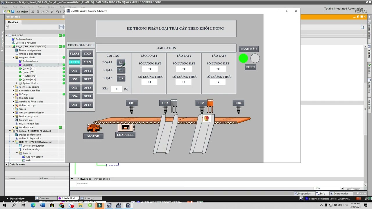 Phân loại sản phẩn theo khối lượng mô phỏng PLC S7 1200, Wincc, Scada #plc #s71200 #siemens