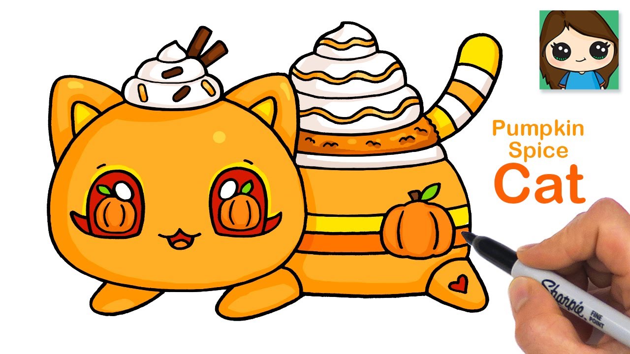 How to Draw Pumpkin Spice Latte Cat 🍁 Aphmau Meemeows