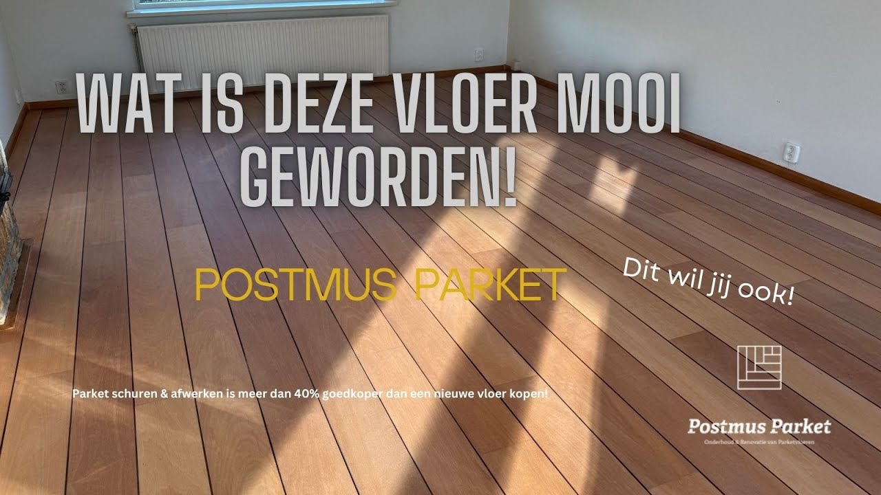 Tropische houten vloer schuren lakken met ultra matte lak