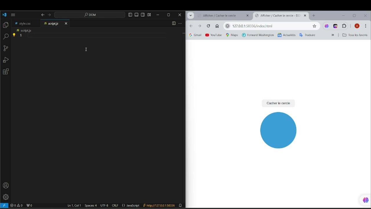 Exercice3| DOM  ~ afficher/cacher le cercle | HTML CSS JS