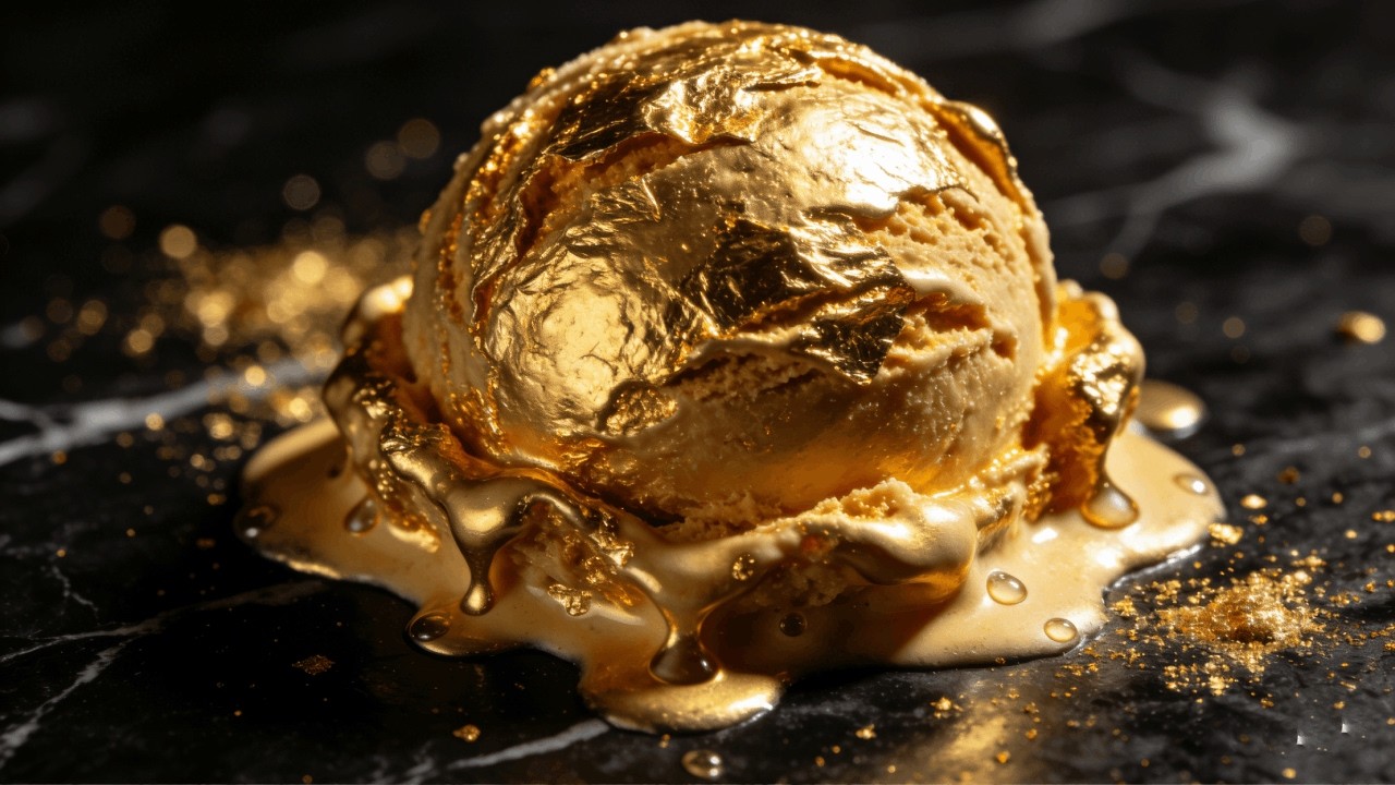 土豪級純金冰淇淋來襲！顏值爆炸還能有效降溫，一口解鎖奢華解暑新體驗 #黃金 #冰淇淋