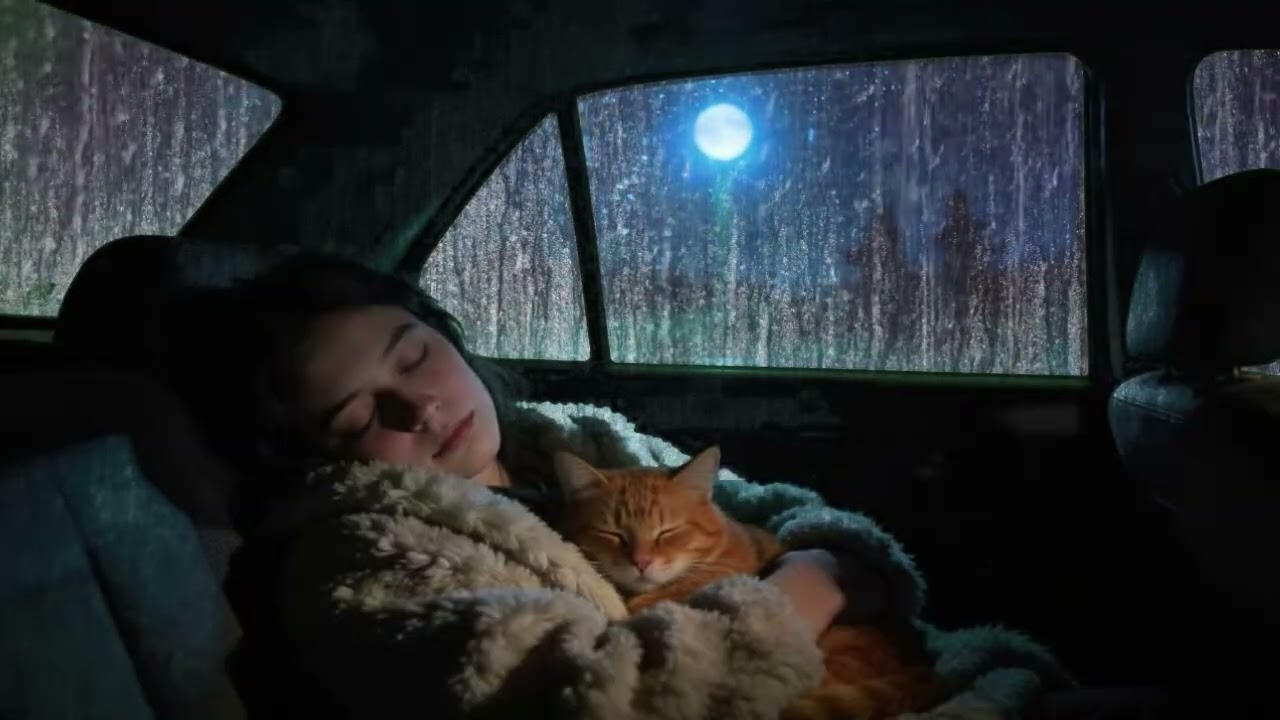 Comforting Rain with Thunder in the Car 🚘 Soothing Rain Sounds for Deep Sleep