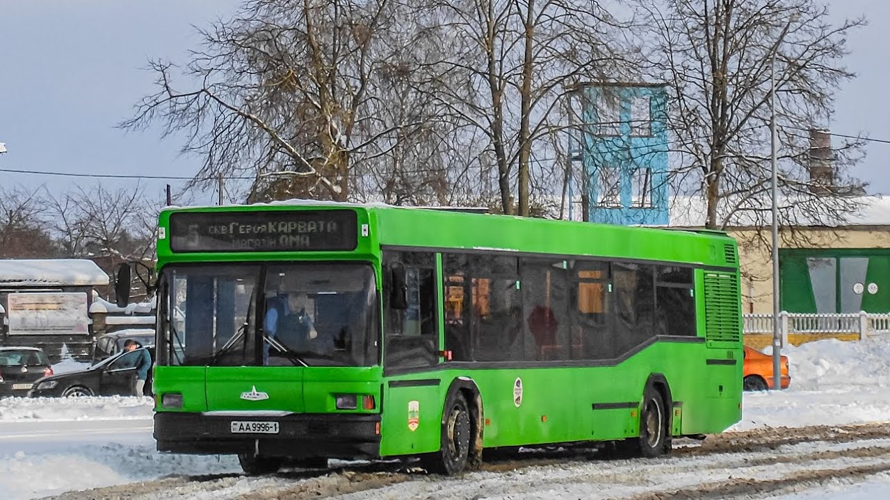 Аўтобус Баранавічаў МАЗ 103.065, рэг. №АА 9996-1, маршрут №5