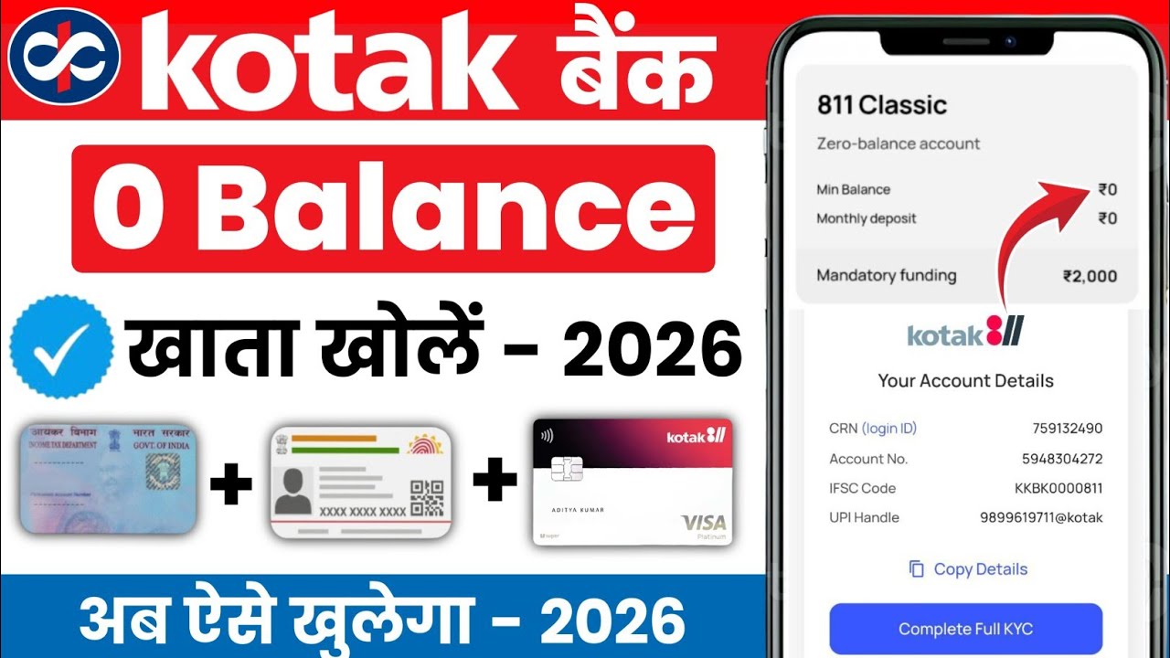 Kotak Mahindra Bank Open Account Zero Balance - kotak 811 Account Opening Online Zero Balance -kotak