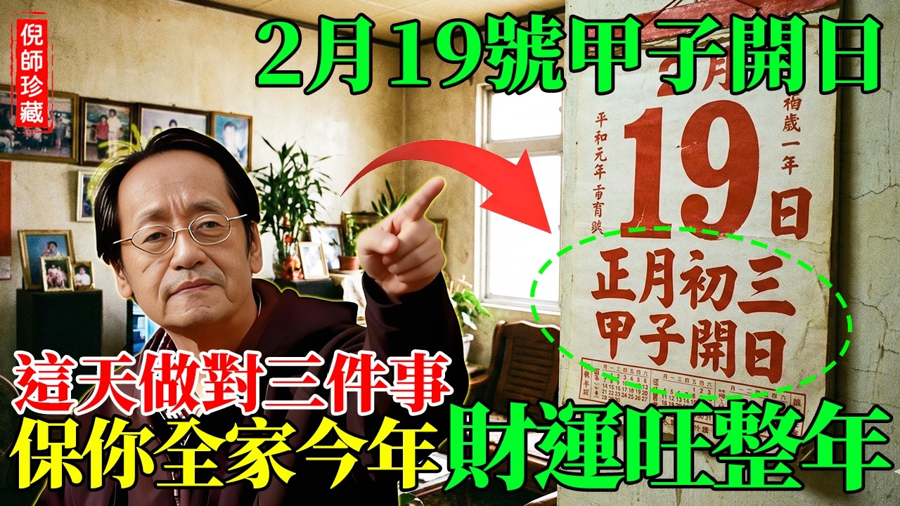 倪海廈：2月19號正月初三驚見「甲子日」！這是六十年的「重啟鍵」！倪師洩天機：做對這三件事，比吃補藥還有效，財運旺整年！#倪海廈 #甲子日#風水佈局 #招財 #生肖運勢 #開運 #招財風水