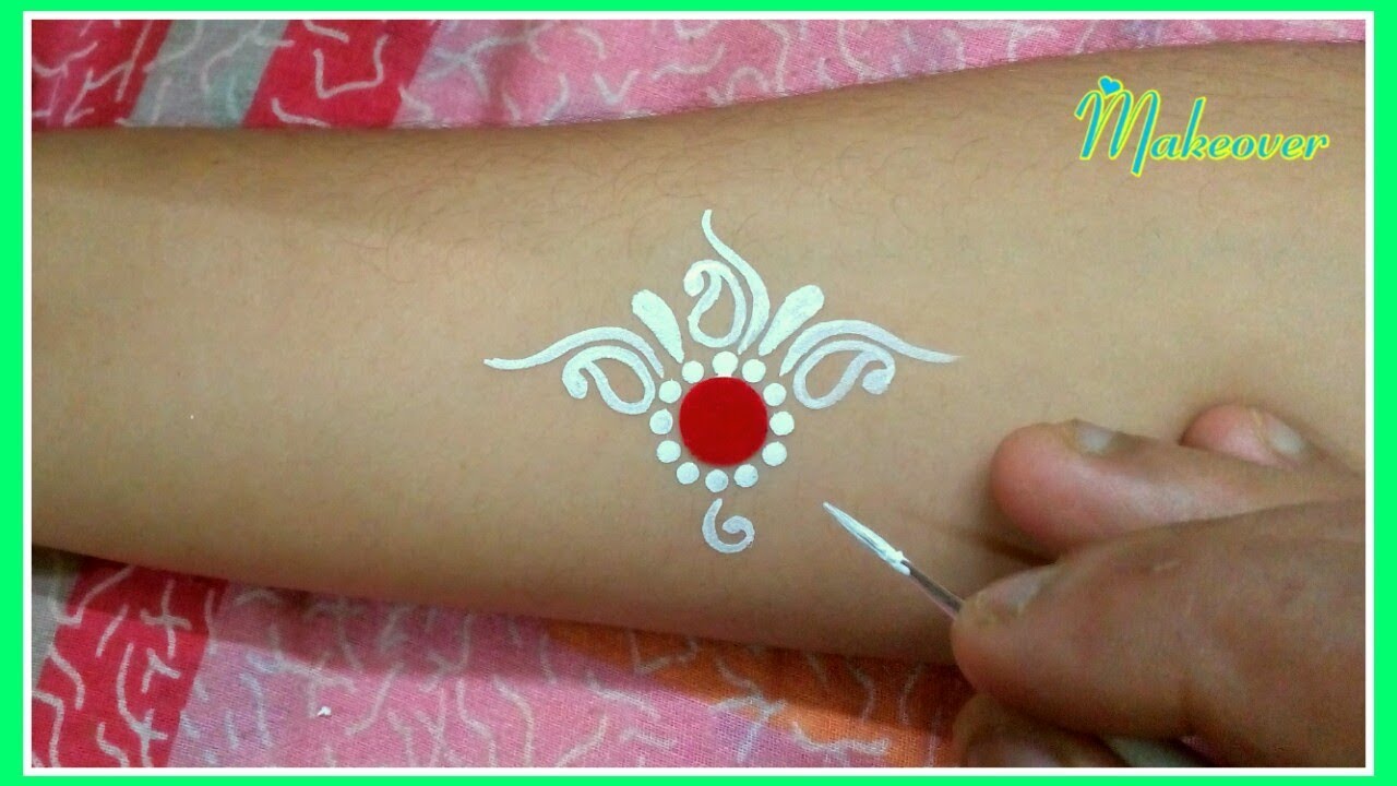 Easy Forehead Kalka Design - Bengali Bridal Kalka - Chandan Art - Kum Kum Art - Kalka Art