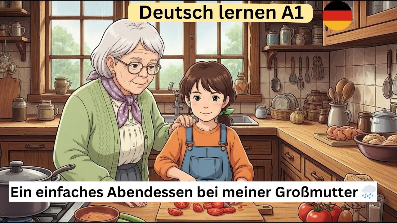 Deutsch lernen A1 : Ein einfaches Abendessen bei meiner Gro&szlig;mutter 🌧️ | German story