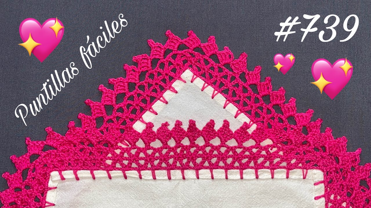 🧵💖FANTÁSTICA PUNTILLA DE PICOS PARA SERVILLETAS🌸🧵 PUNTILLAS FACILES 739