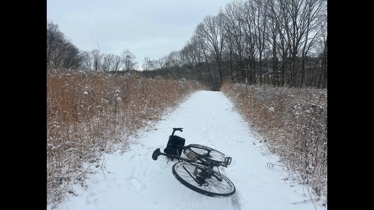 biking and photographing after a light snowstorm