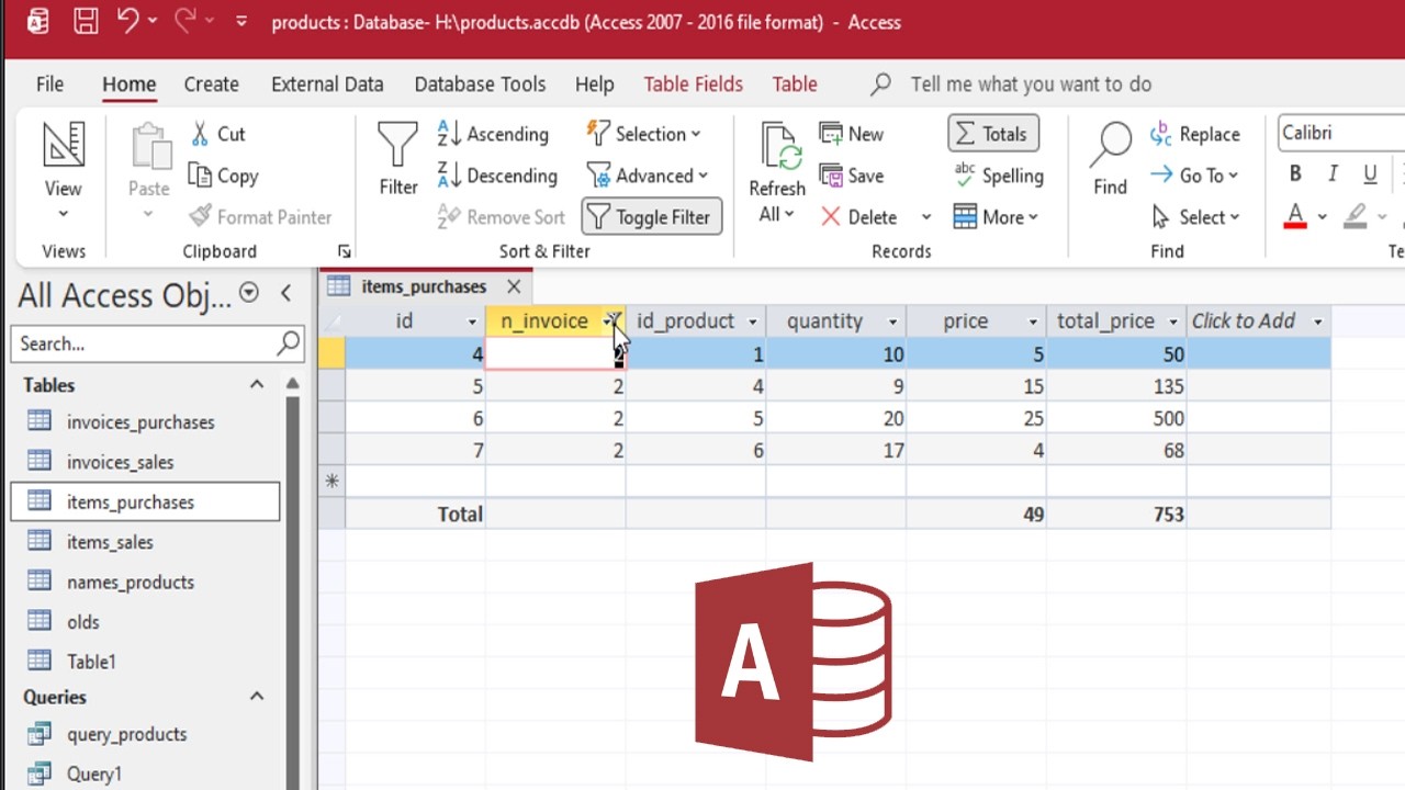 MS Access Tutorial: Show Column Totals in Datasheet Using Totals Row