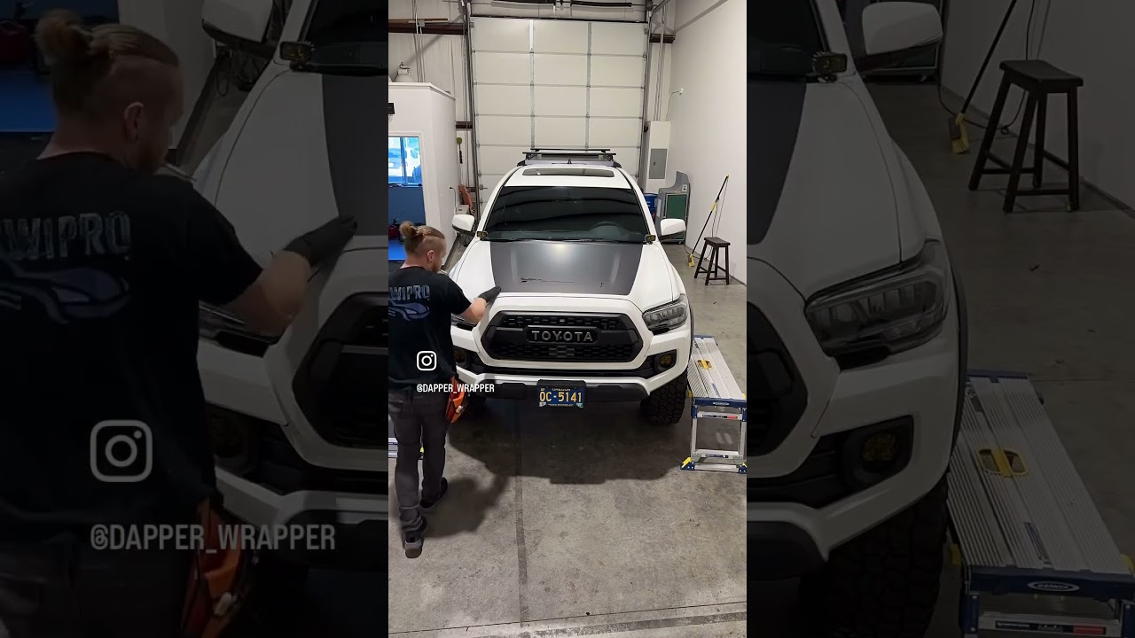 Tacoma hood accent #wrap #wrapped #hoodwrap #tacoma #toyota