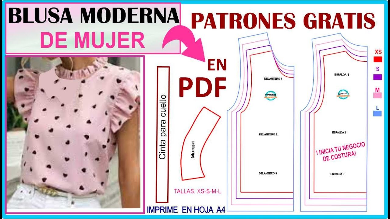 ✨PATRONES GRATIS DE BLUSA MODERNA DE MUJER - en PDF