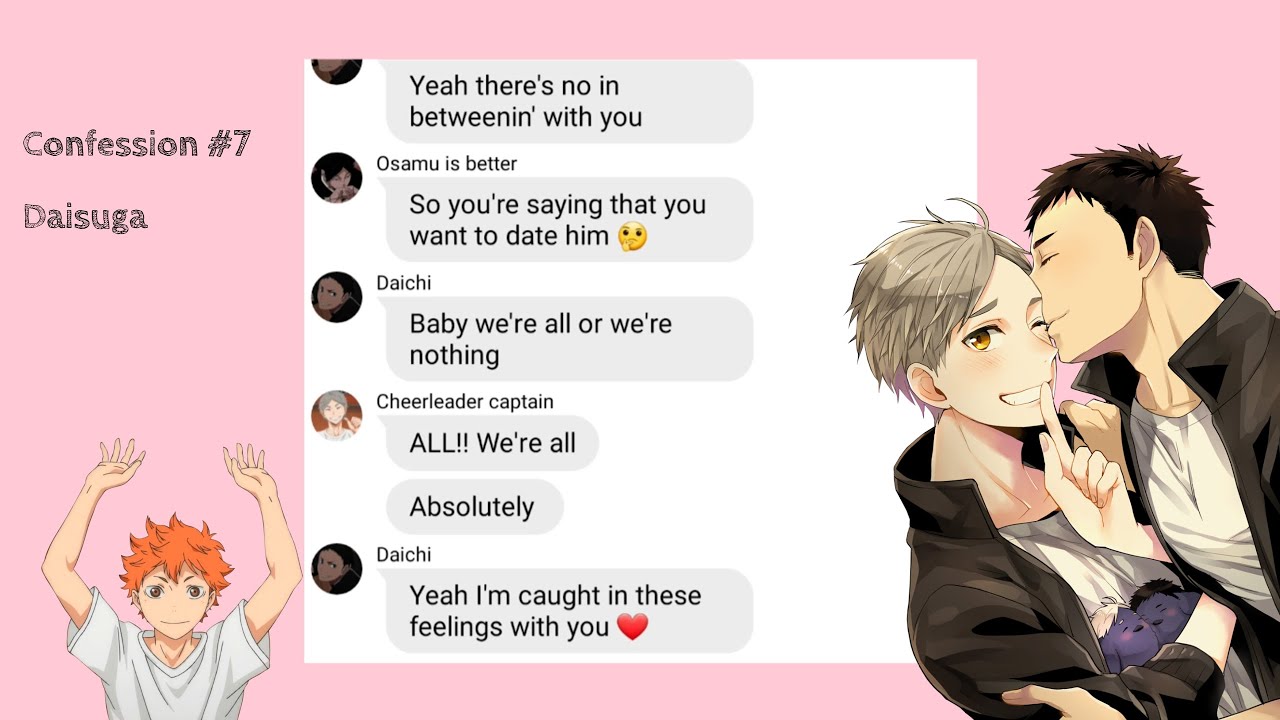 Haikyuu || Confessions #7 || Daisuga || Lyrics prank ~ In betweenin'