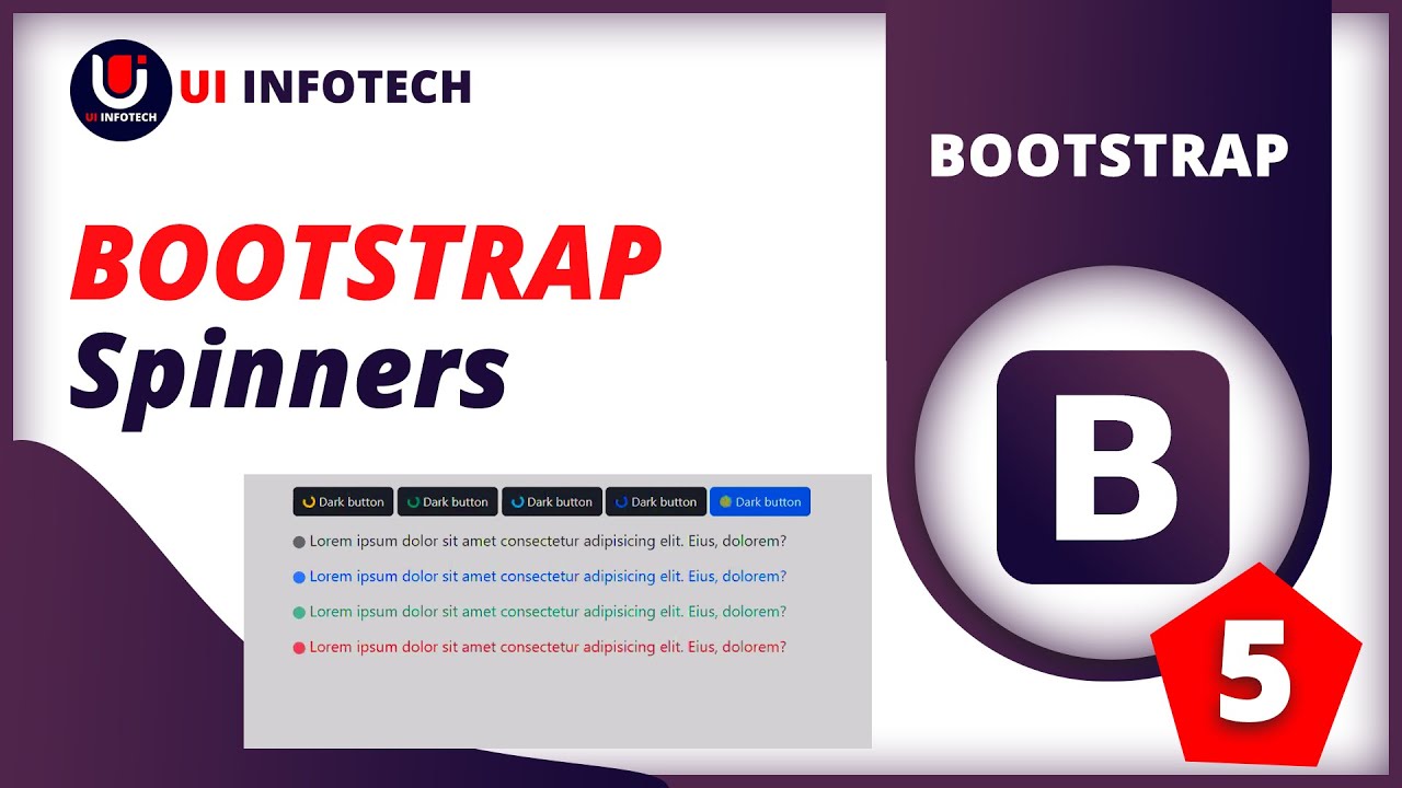 Different types of Spinner classes in Bootstrap 5  | Bootstrap5 Crash Course  UI Infotech