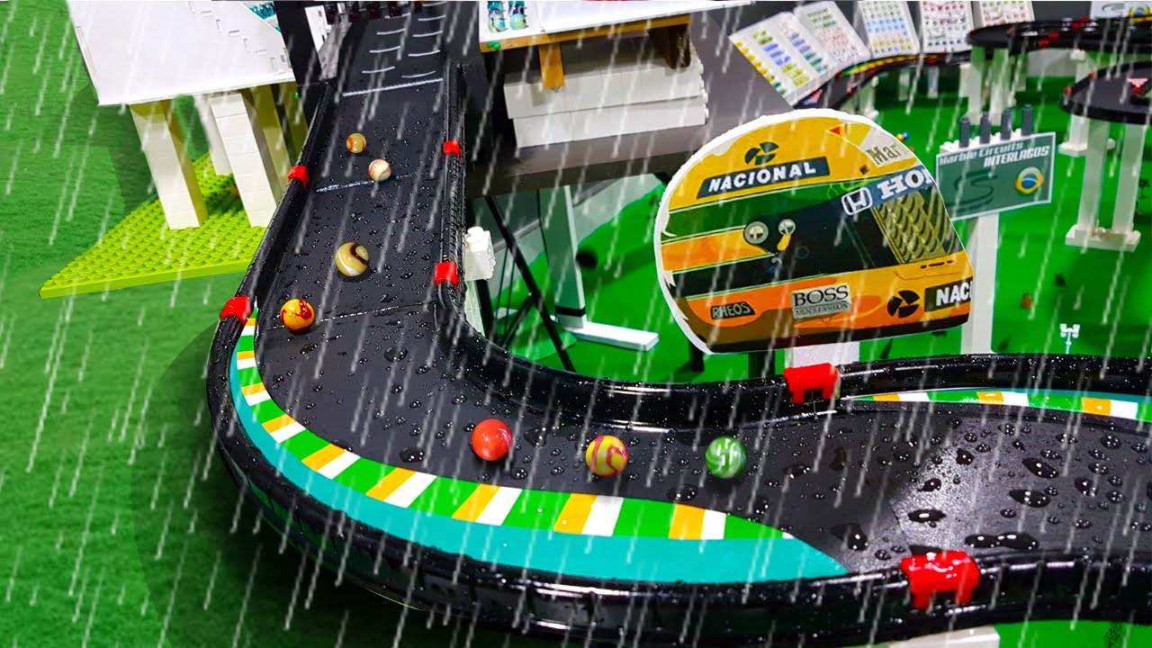 Rain on the Marble Circuit: São Paulo GP - FINAL R12 - Senna - Marble Race By Fubeca's Marble Runs