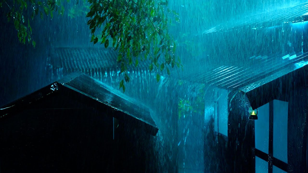 Heavy Night Rain on Tin Roof with Distant Thunder - 1 Hours of Deep Sleep Sounds