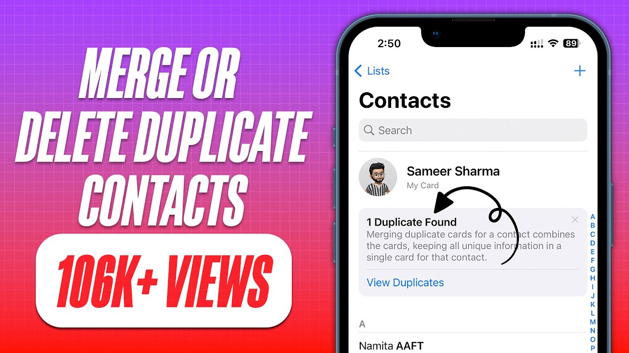 How to Merge or Delete Duplicate Contacts on iPhone (Hindi)