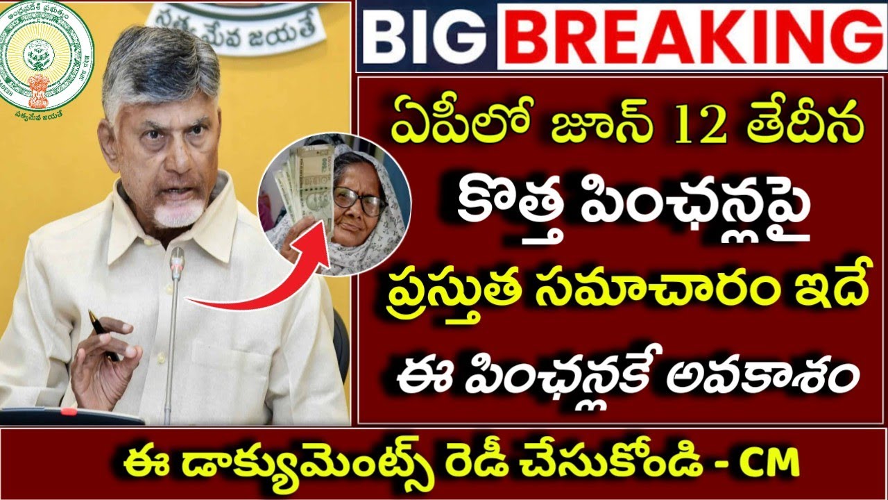 ఏపీలో కొత్త పెన్షన్లపై భారీ శుభవార్త|june 12th new pensions latest news|ntr bharosa new pensions|