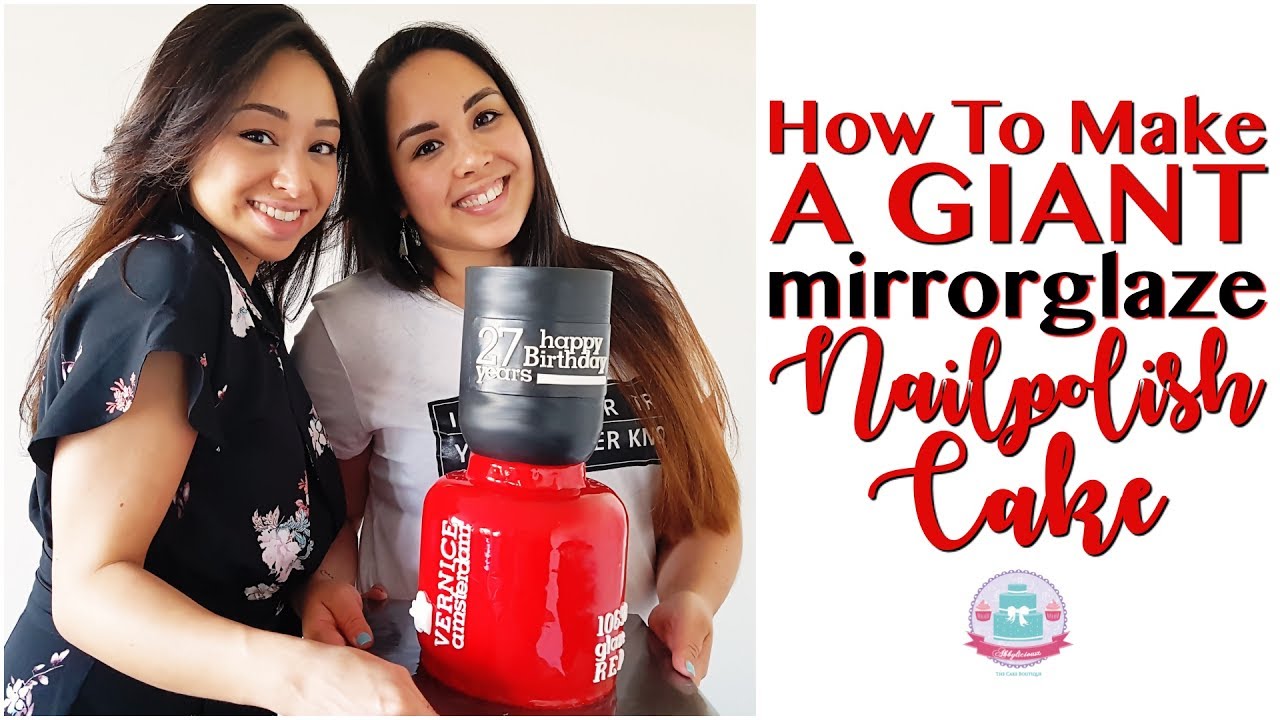 HOW TO MAKE A GIANT MIRRORGLAZE NAILPOLISH CAKE | Abbyliciousz The Cake Boutique