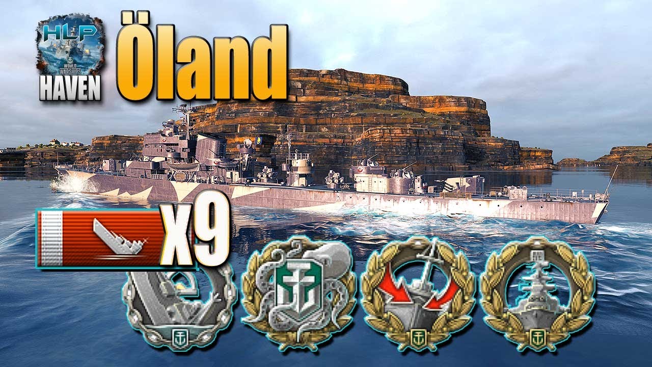 Destroyer Öland on map Haven, 9 ships destroyed - World of Warships