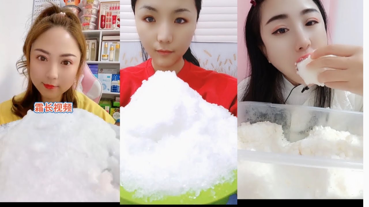 *ASMR* SOFT POWDERY  WHITE ICE CHUNKS & POWDERY SPOONFULS ICE EATING | FREEZER FROST AND SHAVED ICE