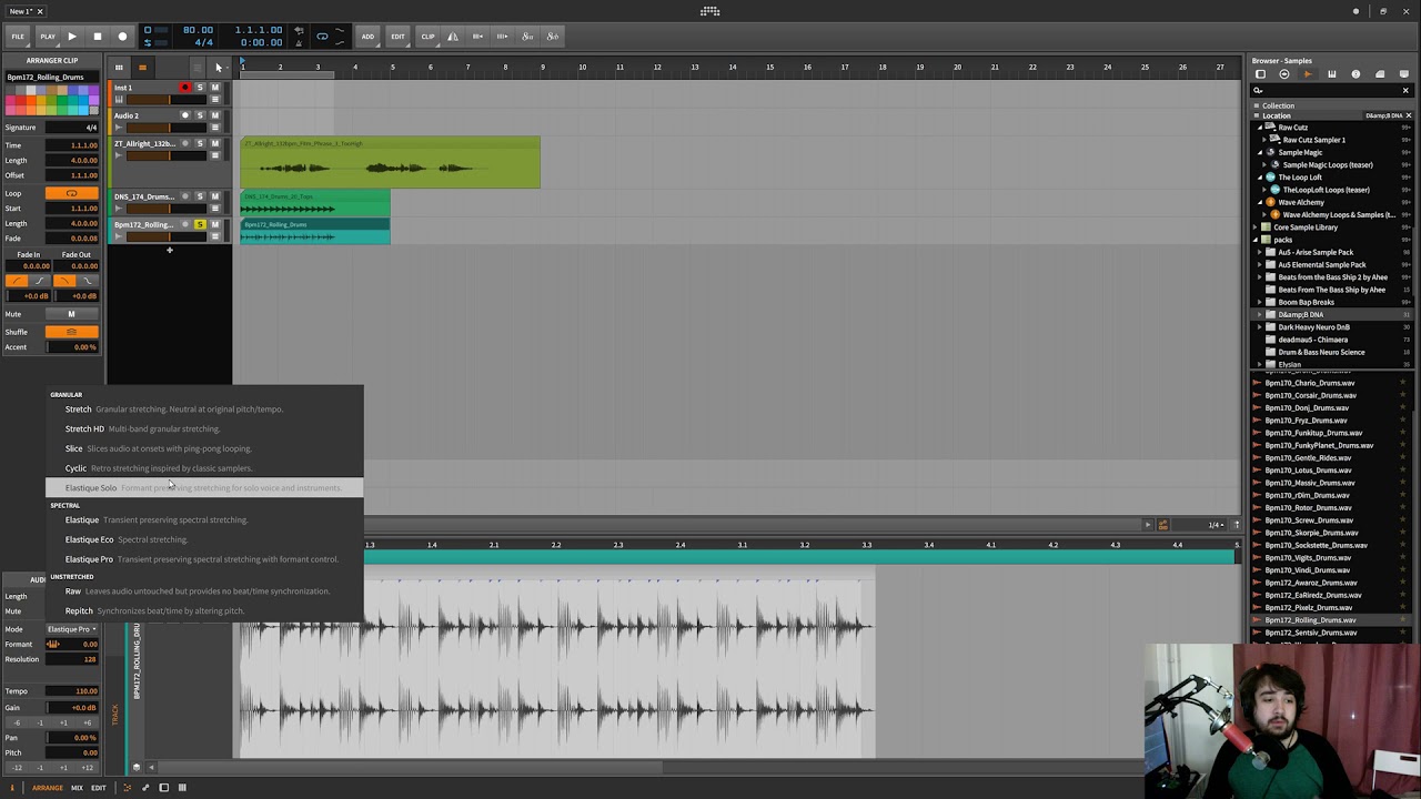 Bitwig 2.3 Beta - Time Stretching