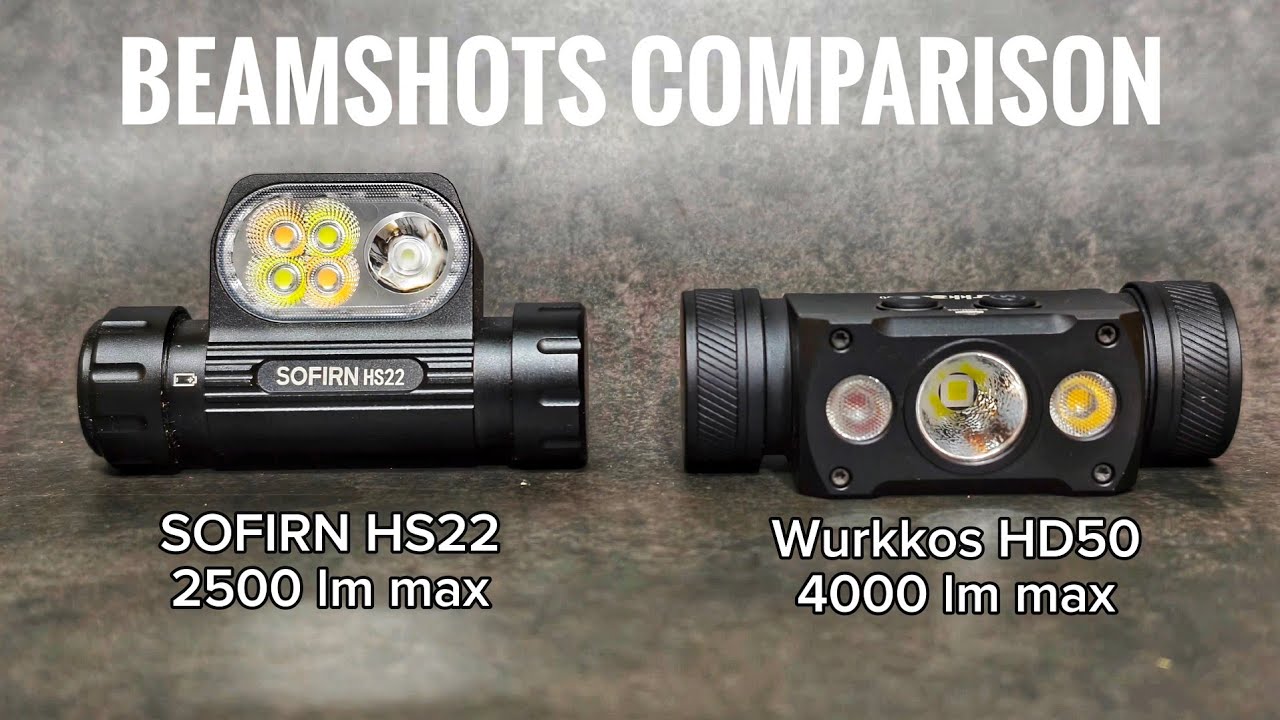 Beamshots Comparison - SOFIRN HS22 2500 lm vs Wurkkos HD50 4000 lm | Test Range: 25m - 100m
