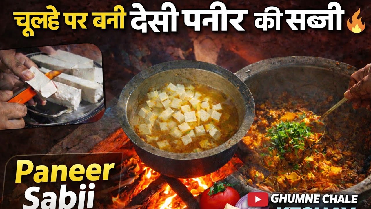 👇🔥🔥 गांव में देसी चूल्हे पर पनीर की सब्ज़ी | इतना स्वाद पहले नहीं खाया होगा 😋#vilagelife #rajsthan 